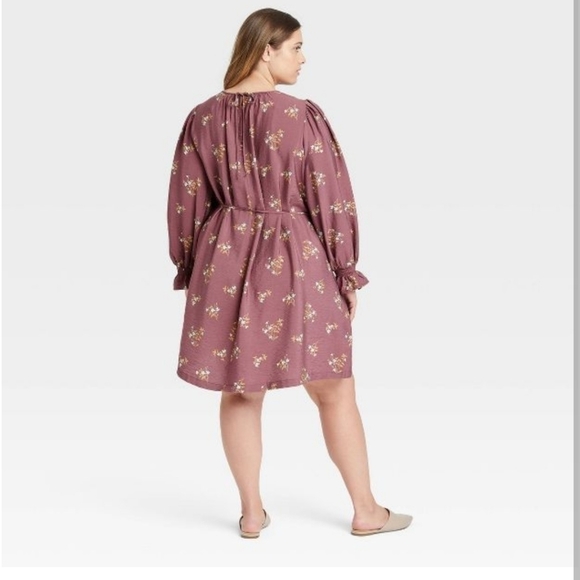 A New Day Long Sleeve Tent Purple Floral Dress - Picture 3 of 8